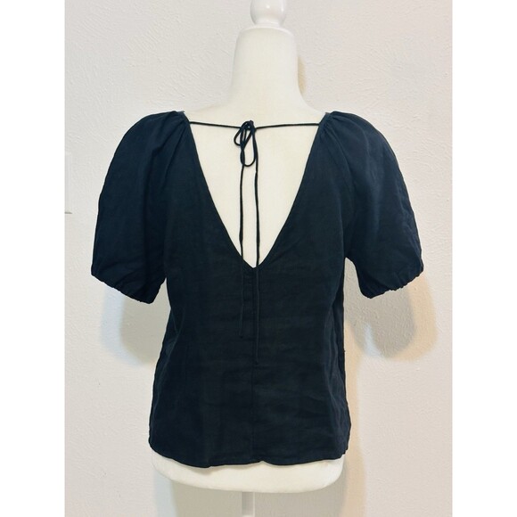 J. Crew Women Size 8 V-Back Linen Button Up Blouse Boho Timeless Closet Staple - Picture 8 of 14